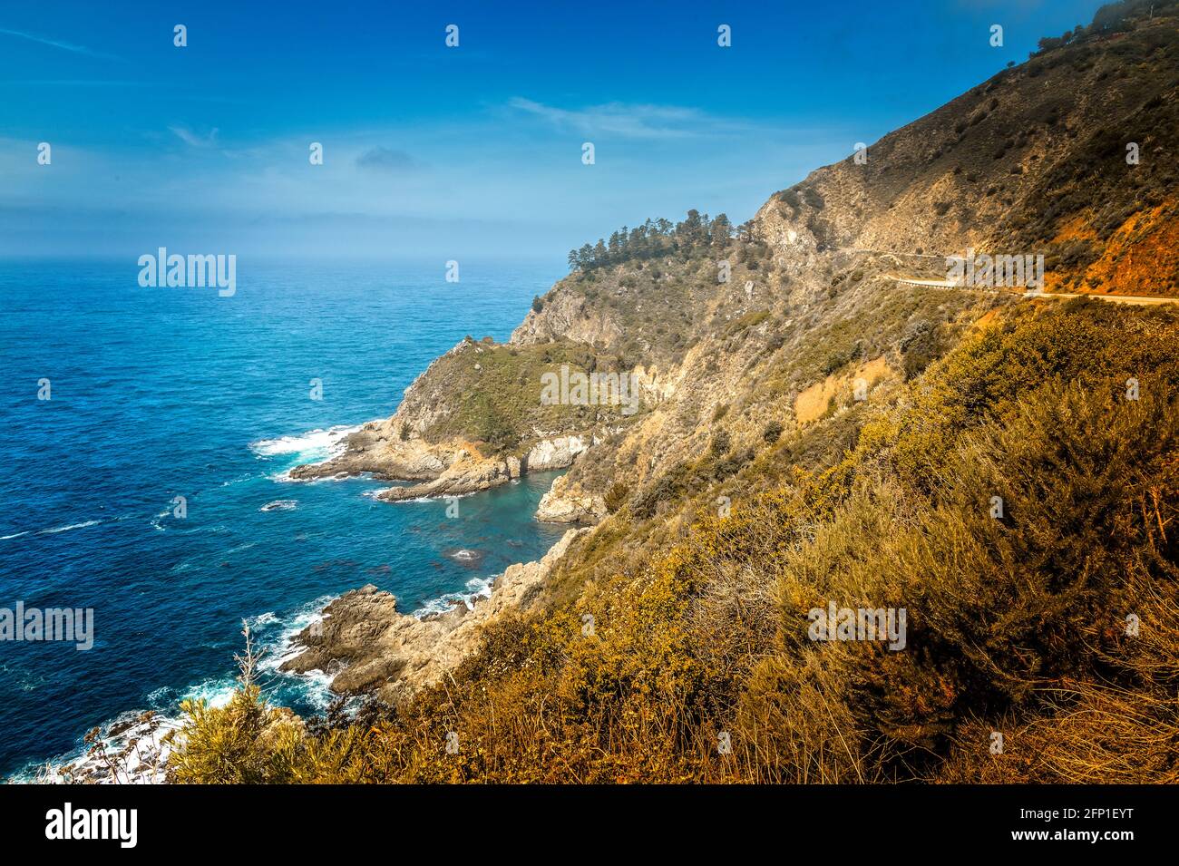 Magnifique côte californienne au printemps, Big sur, CA Highway, 1, Big sur, californie, côte, plage pacifica, parc avec vue sur la plage pacifica, rocailleux, pittoresque, mer Banque D'Images