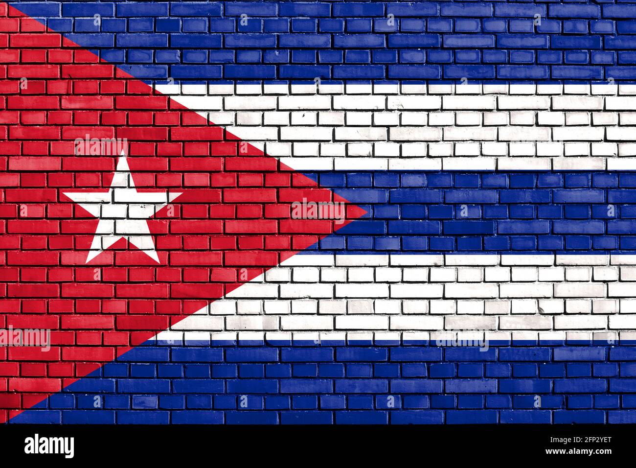 Drapeau de Cuba a peint sur mur de brique Banque D'Images