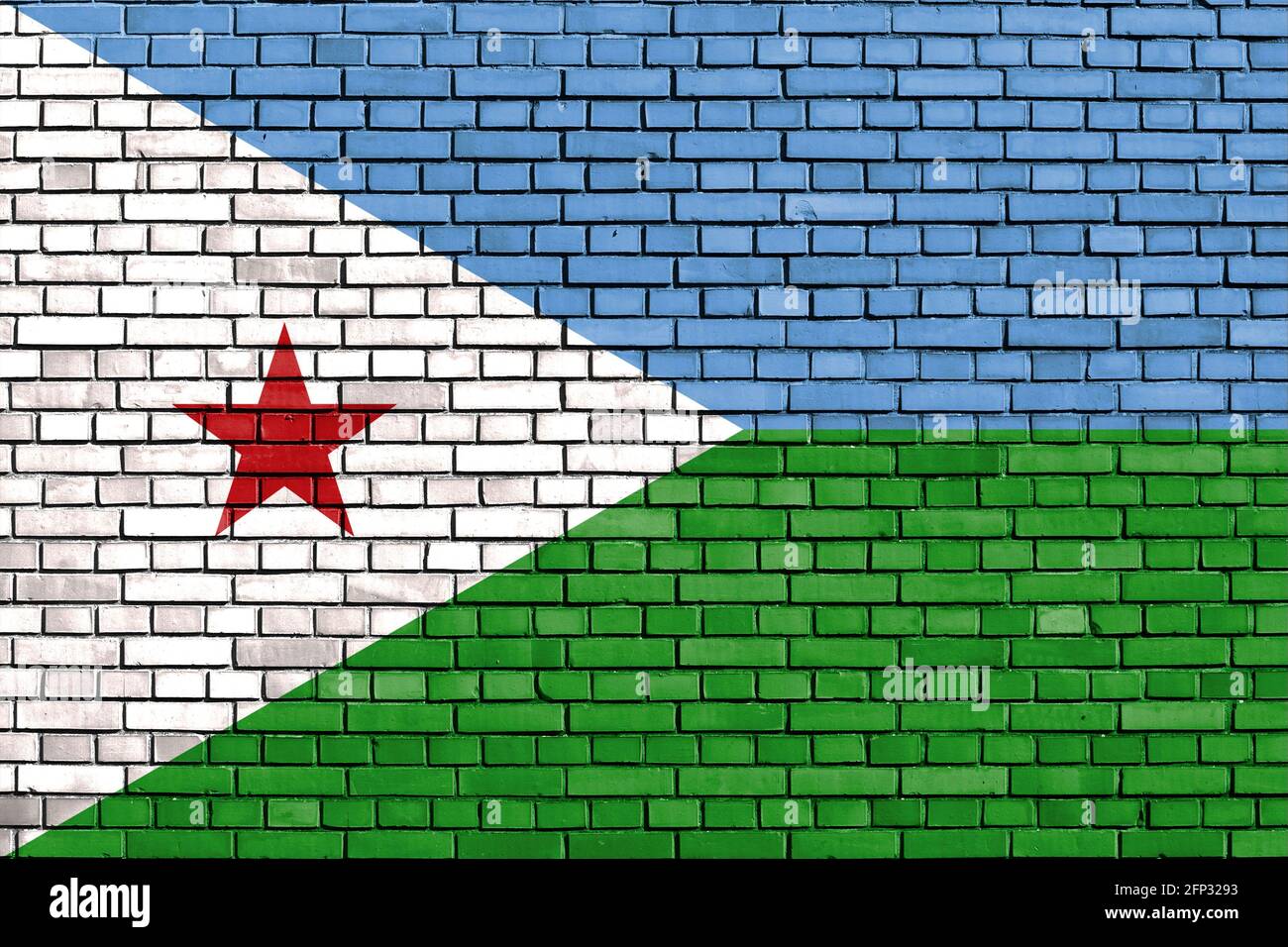 De Djibouti drapeau peint sur mur de brique Banque D'Images