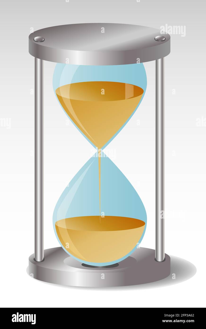 Verre Hourglass avec des chapeaux en métal, UN tiers du sable coulait Illustration de Vecteur