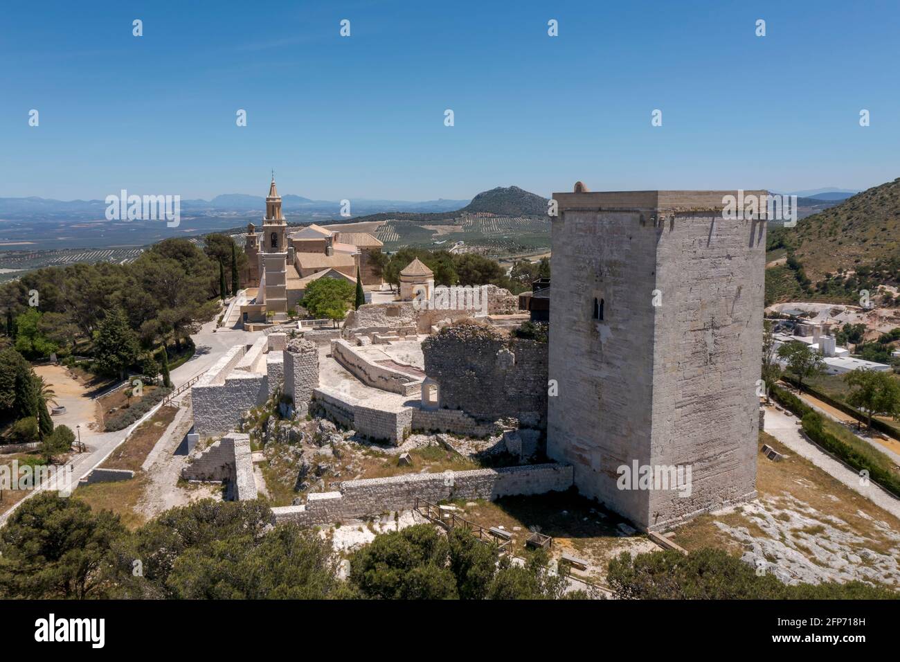 Ancienne citadelle mauresque de la commune d'Esteba dans la province de Séville, Espagne Banque D'Images