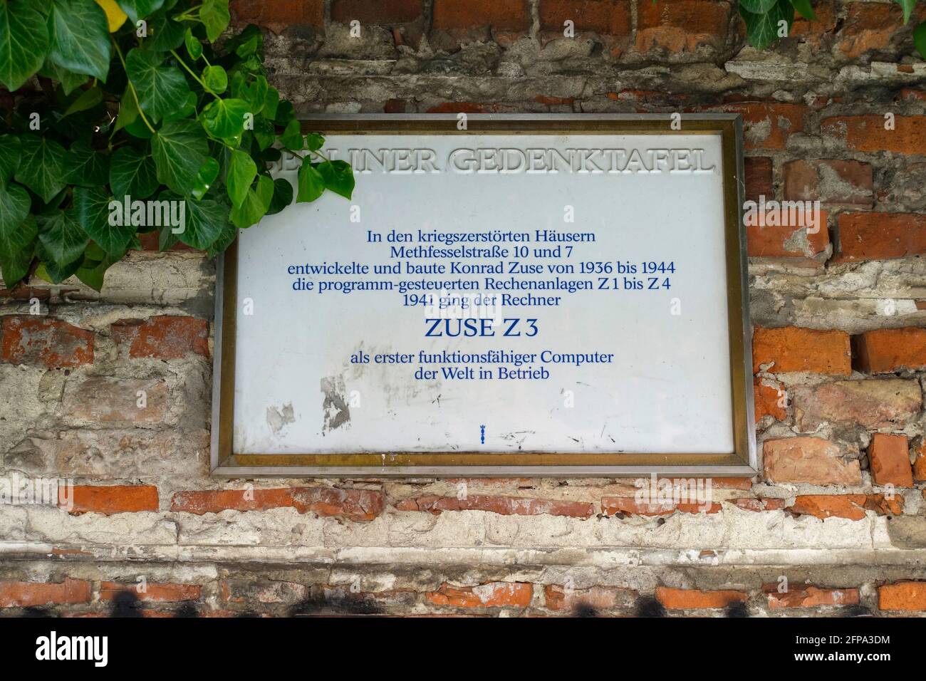 Plaque commémorative de Konrad Zuse, Berlin, Allemagne Banque D'Images