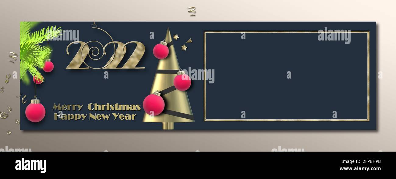 Bannière de Noël, affiche supérieure pour les fêtes. Carte de vœux de Noël, poster Web, menu du nouvel an des fêtes, carte de Noël d'entreprise, couvertures. Noël templat Banque D'Images