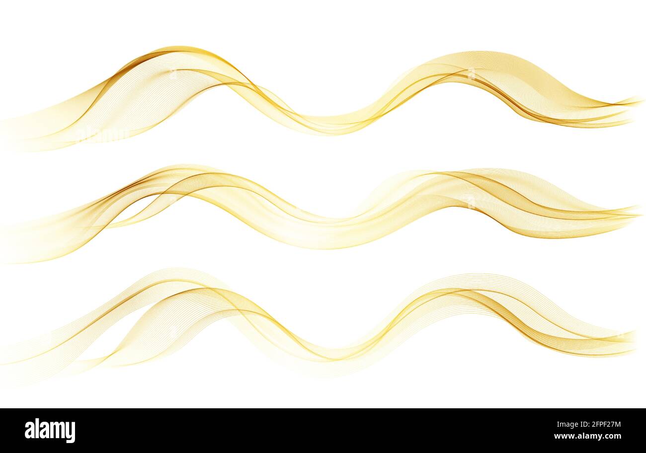 Vecteur abstrait coloré fluide des lignes d'ondes d'or isolées sur fond blanc. Élément design pour invitation de mariage, carte de vœux Illustration de Vecteur