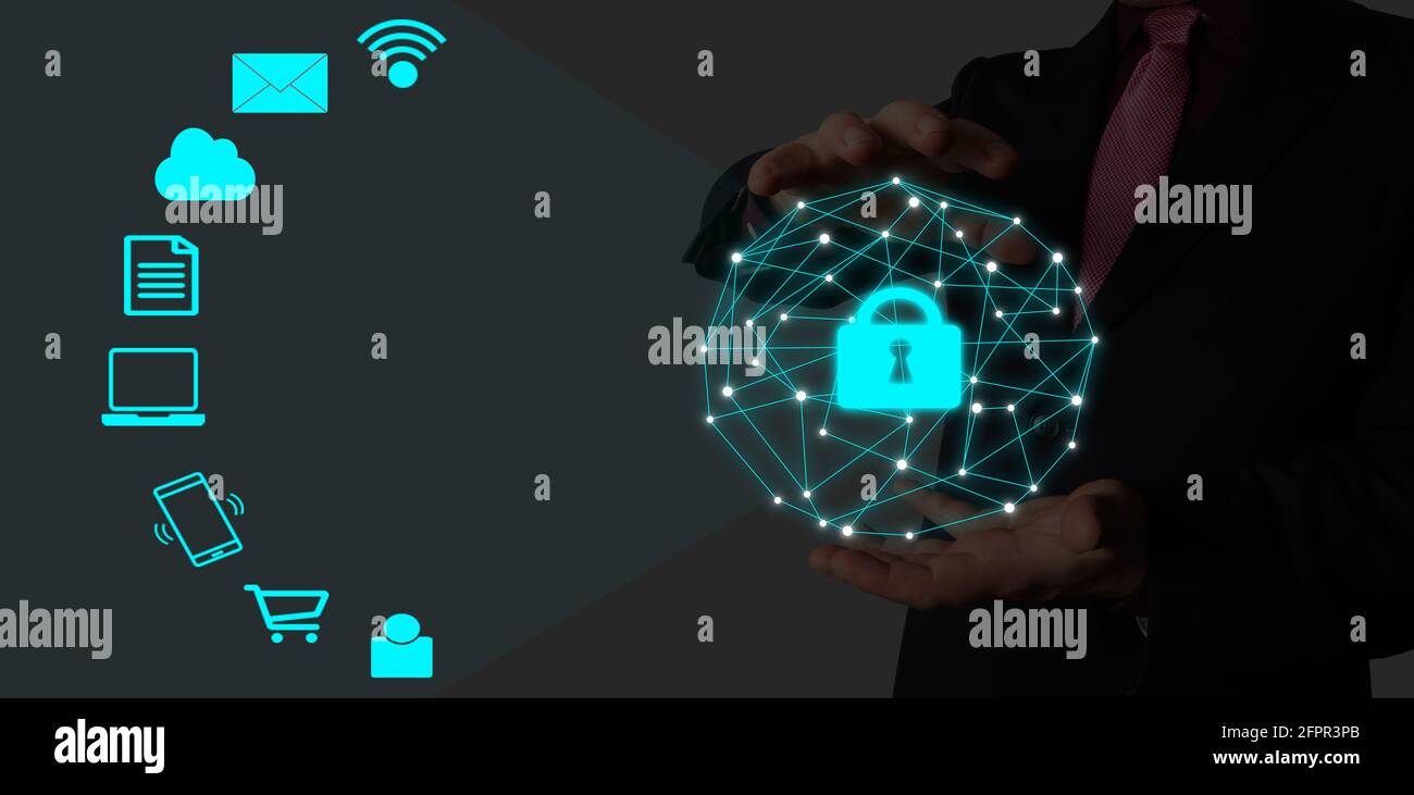 Mesures de sécurité des informations. Piloté par l'utilisateur. Protection contre les cyber-attaques. Banque D'Images