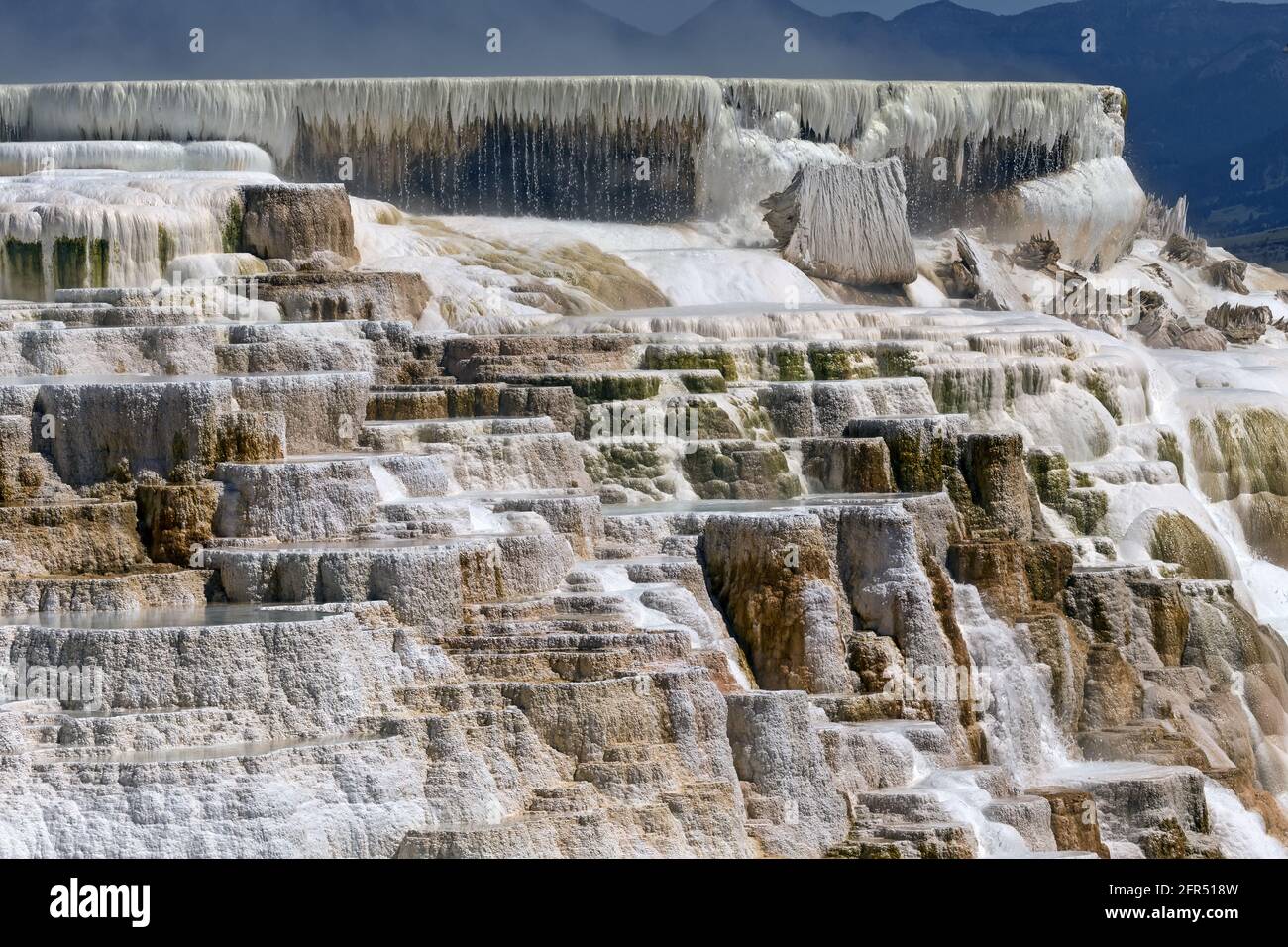 Yellowstone - terrasses de main Spring. L'eau s'égoutte Banque D'Images