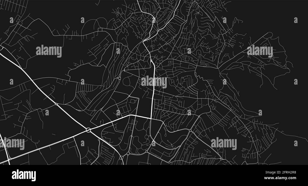 Carte de la ville urbaine de Pristina. Illustration vectorielle, affiche artistique en niveaux de gris de la carte de Pristina. Carte des rues avec vue sur les routes et la région métropolitaine. Illustration de Vecteur