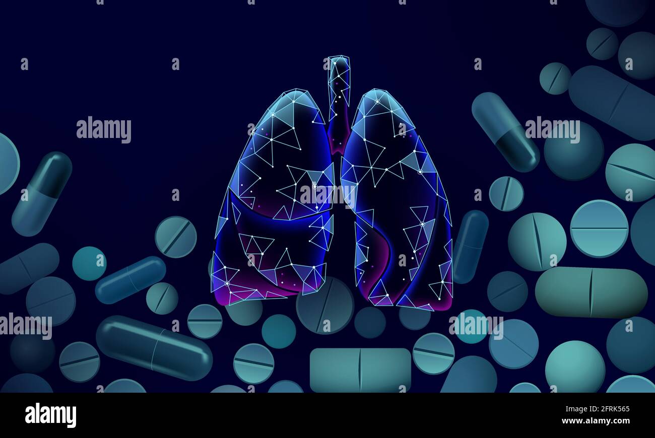 3D médecine des poumons humains concept de recherche microscopique. Infection par un virus respiratoire COVID-19 analyse du danger du coronavirus. Traitement de la tuberculose Illustration de Vecteur