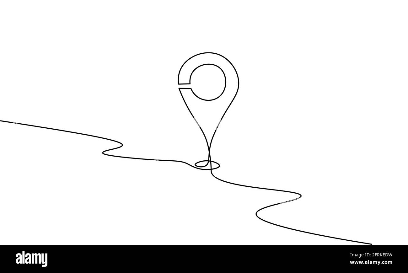 Symbole commercial de localisation de point de carte à une ligne. Marché de la carte de service de livraison d'icône de linéarte continue. Expédition en ligne direction de shopping ville adresse Illustration de Vecteur