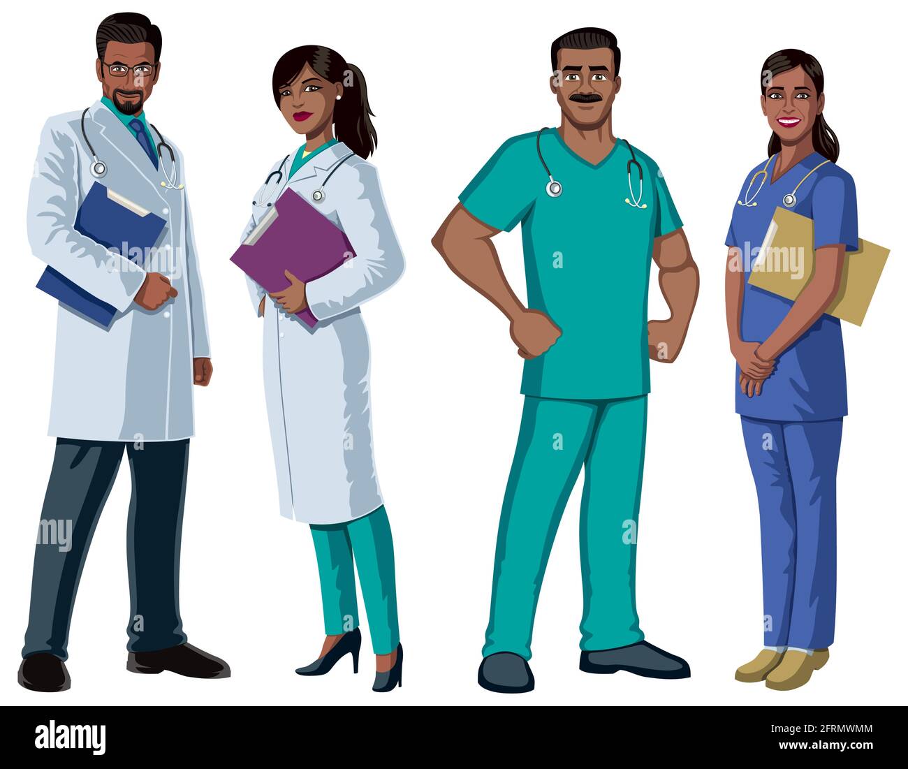 Les travailleurs de la santé indiens sur White Illustration de Vecteur