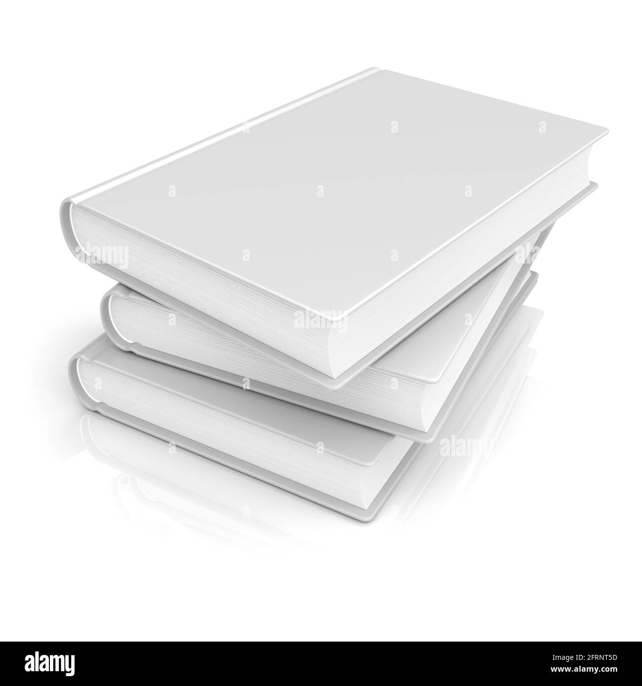 Livres blancs vierges sur fond blanc. image 3d Banque D'Images