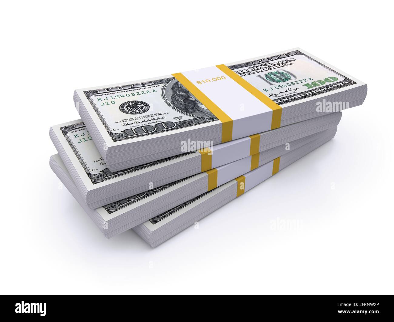 Le dollar s'empile sur un fond blanc. image 3d Banque D'Images Le dollar s'empile sur un fond blanc. image 3d Banque D'Images