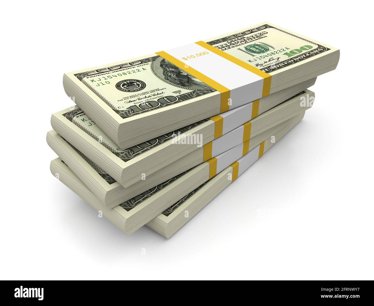 Le dollar s'empile sur un fond blanc. image 3d Banque D'Images Le dollar s'empile sur un fond blanc. image 3d Banque D'Images