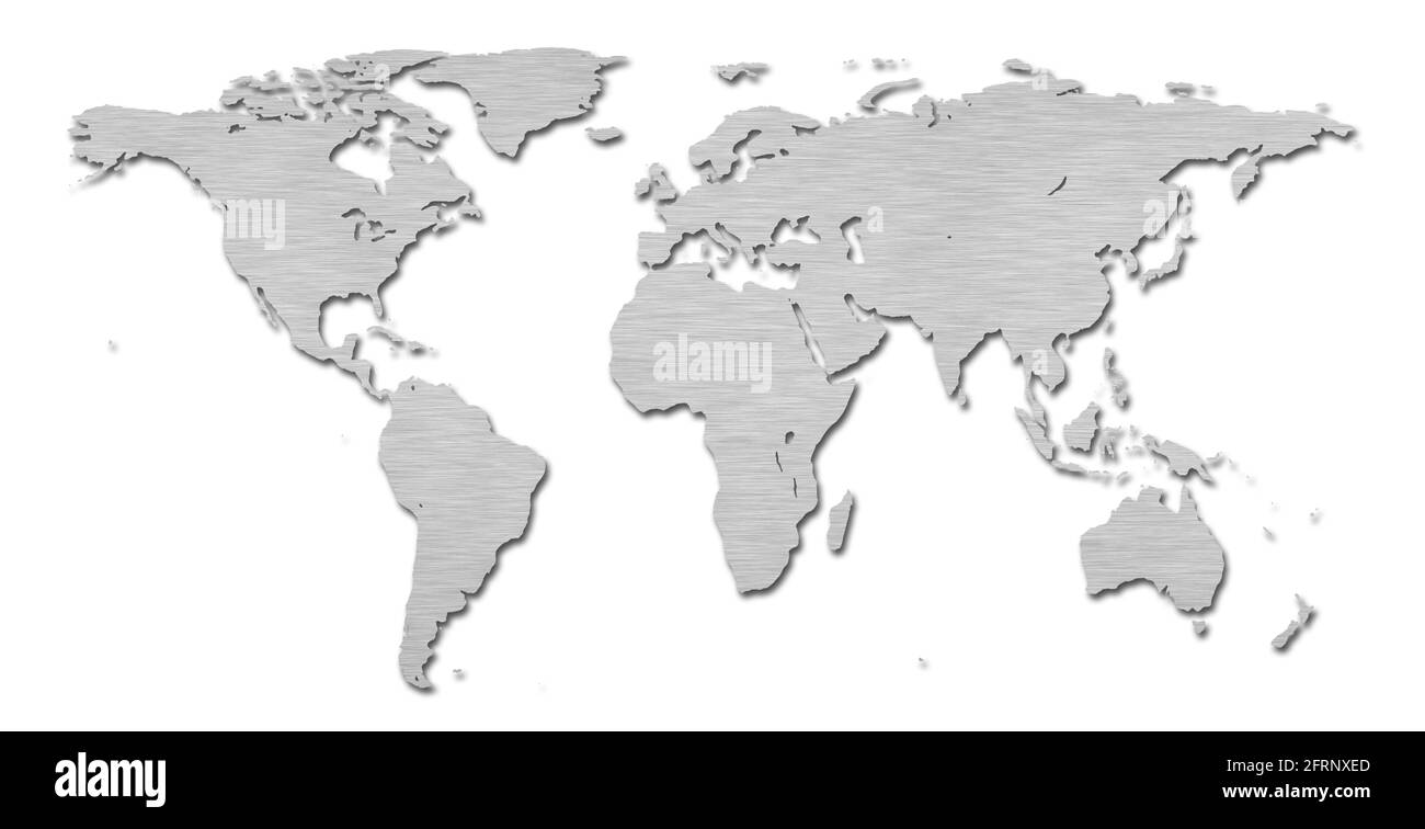 Carte du monde de la terre avec une texture en métal brossé Banque D'Images