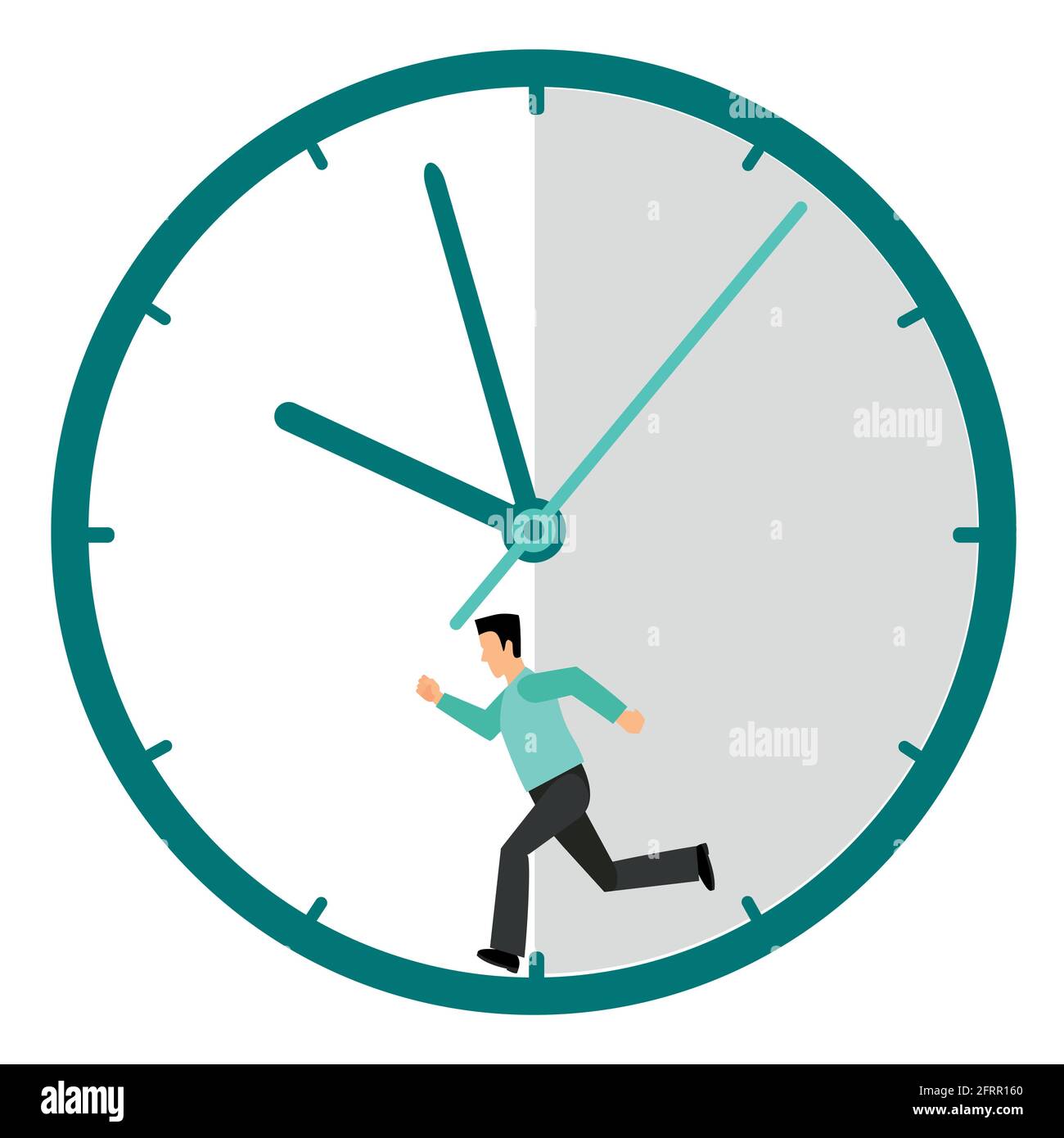 Illustration vectorielle d'un homme qui tourne sans arrêt dans l'horloge comme un hamster. Illustration de Vecteur