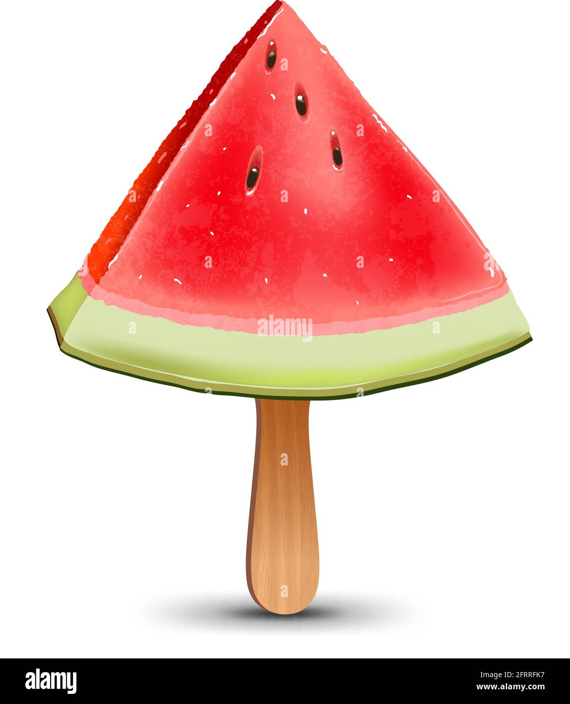 Pastèque sur bâton de popsicle. Illustration vectorielle réaliste isolée sur fond blanc. Illustration de Vecteur