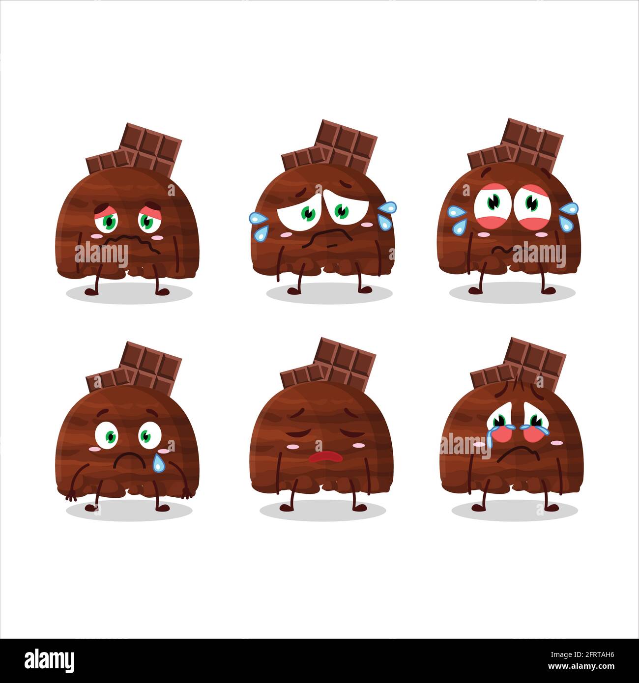 La glace au chocolat ramasse le personnage de dessin animé avec une triste expression. Illustration vectorielle Illustration de Vecteur