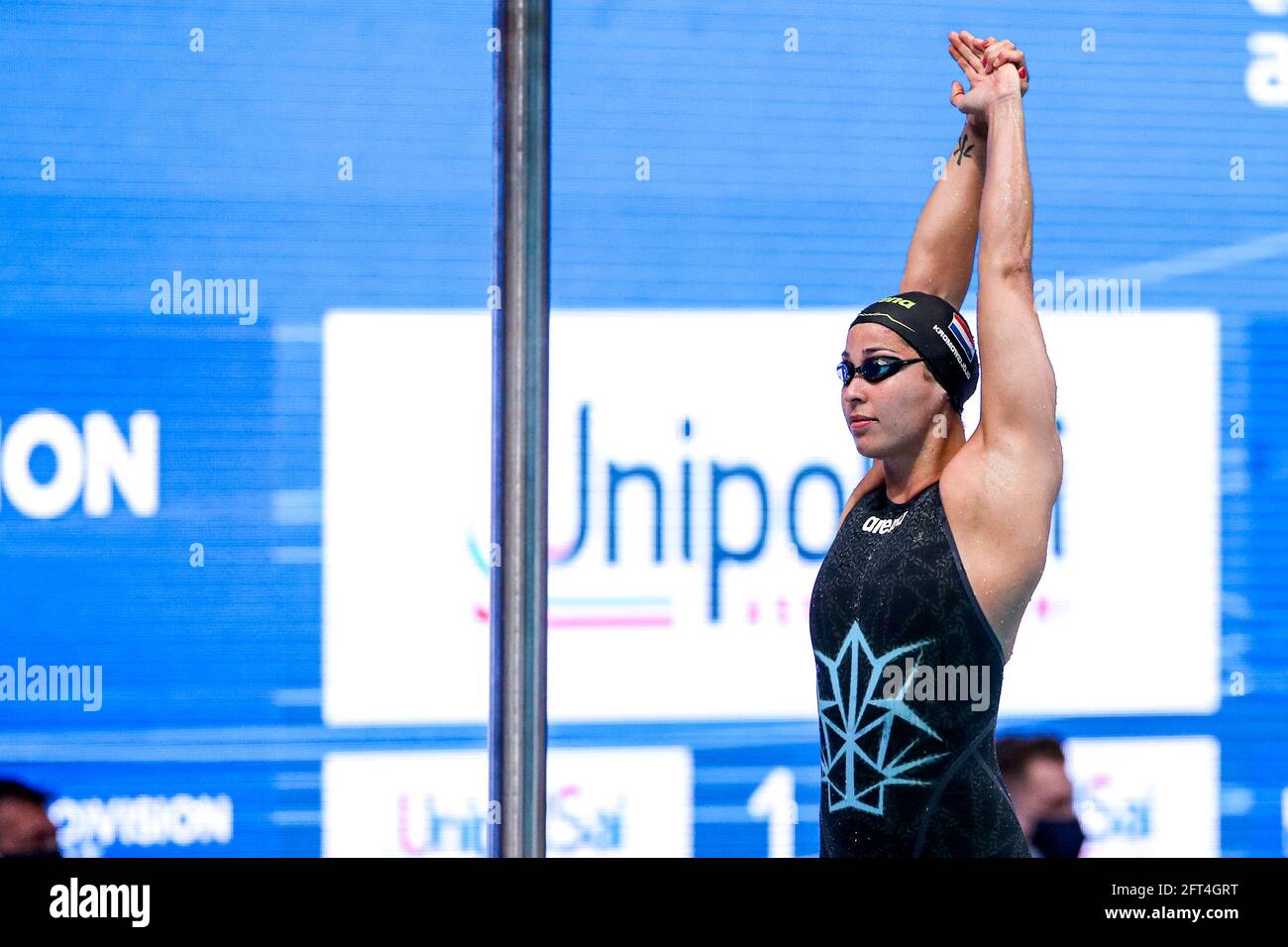 Budapest, Hongrie. 21 mai 2021. BUDAPEST, HONGRIE - MAI 21: Ranomi Kromowidjojo des pays-Bas en compétition aux femmes 100m Freestyle préliminaire pendant les championnats européens de LEN natation à Duna Arena le 21 mai 2021 à Budapest, Hongrie (photo de Marcel ter Bals/Orange Pictures) crédit: Orange pics BV/Alay Live News Banque D'Images