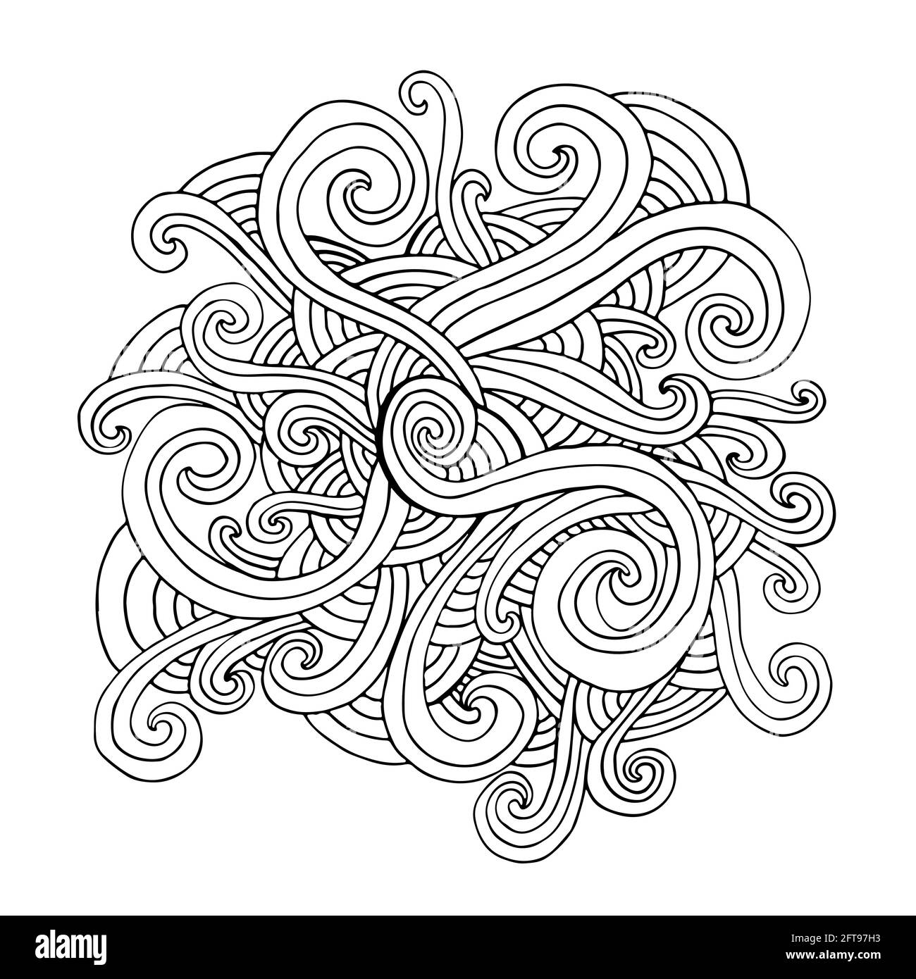 Doodle Waves élément de couleur curly, isolé sur blanc. Illustration de Vecteur