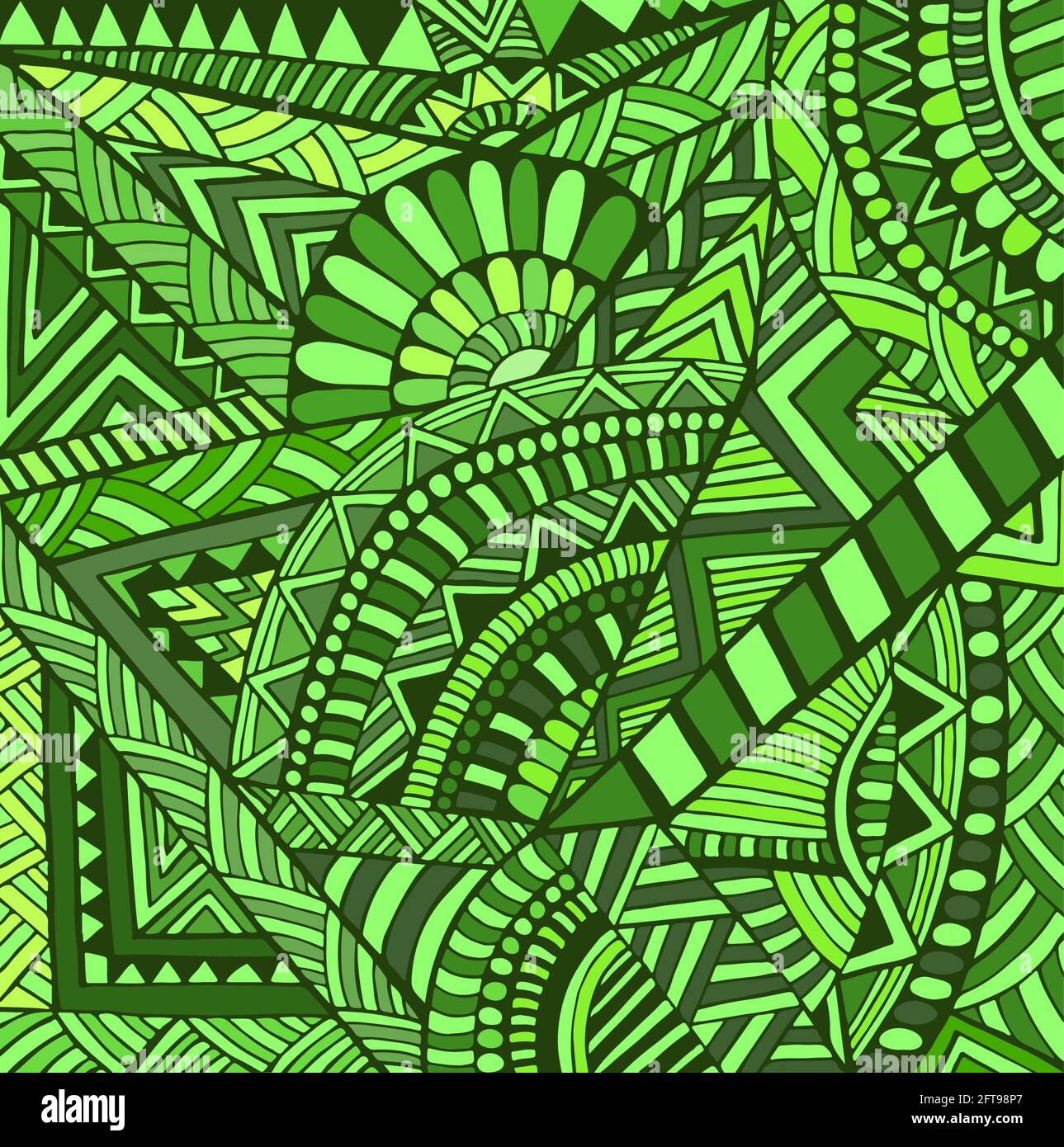 Vert nuances couleurs ethnique abstrait géométrique ornement arrière-plan. Illustration de Vecteur