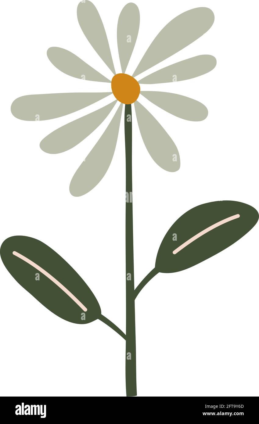 Fleur de printemps vectorielle stylisée. Élément d'illustration scandinave. Image florale d'été décorative pour carte de Saint-Valentin ou affiche de voeux, vacances Illustration de Vecteur