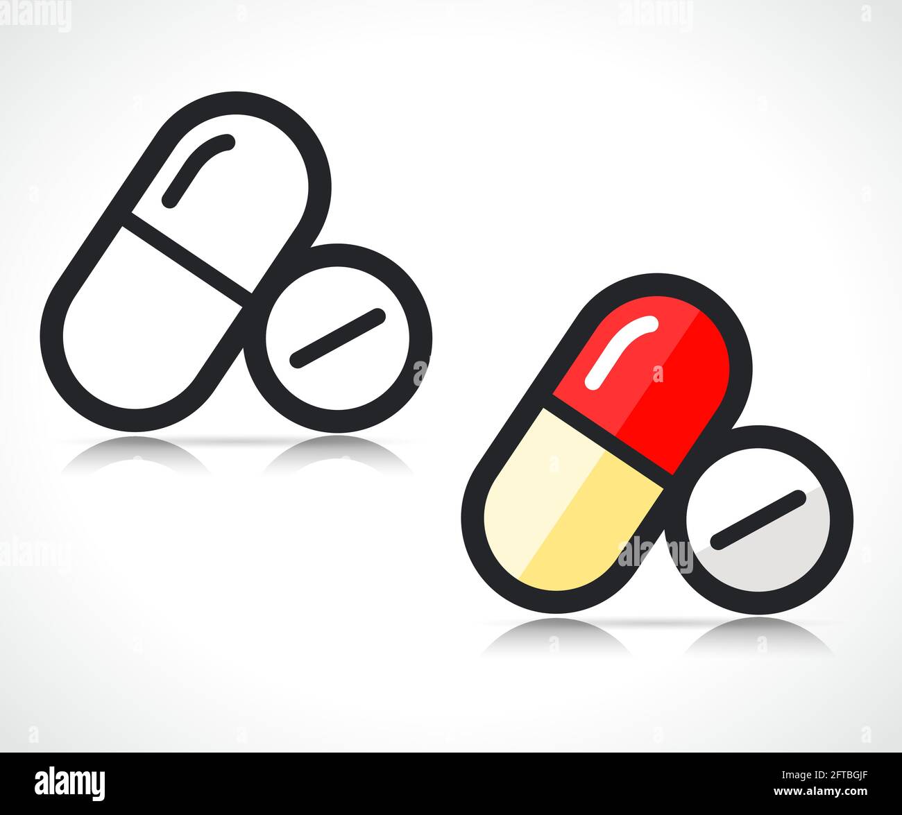 gamme de capsules médicales et design d'icônes plates Illustration de Vecteur