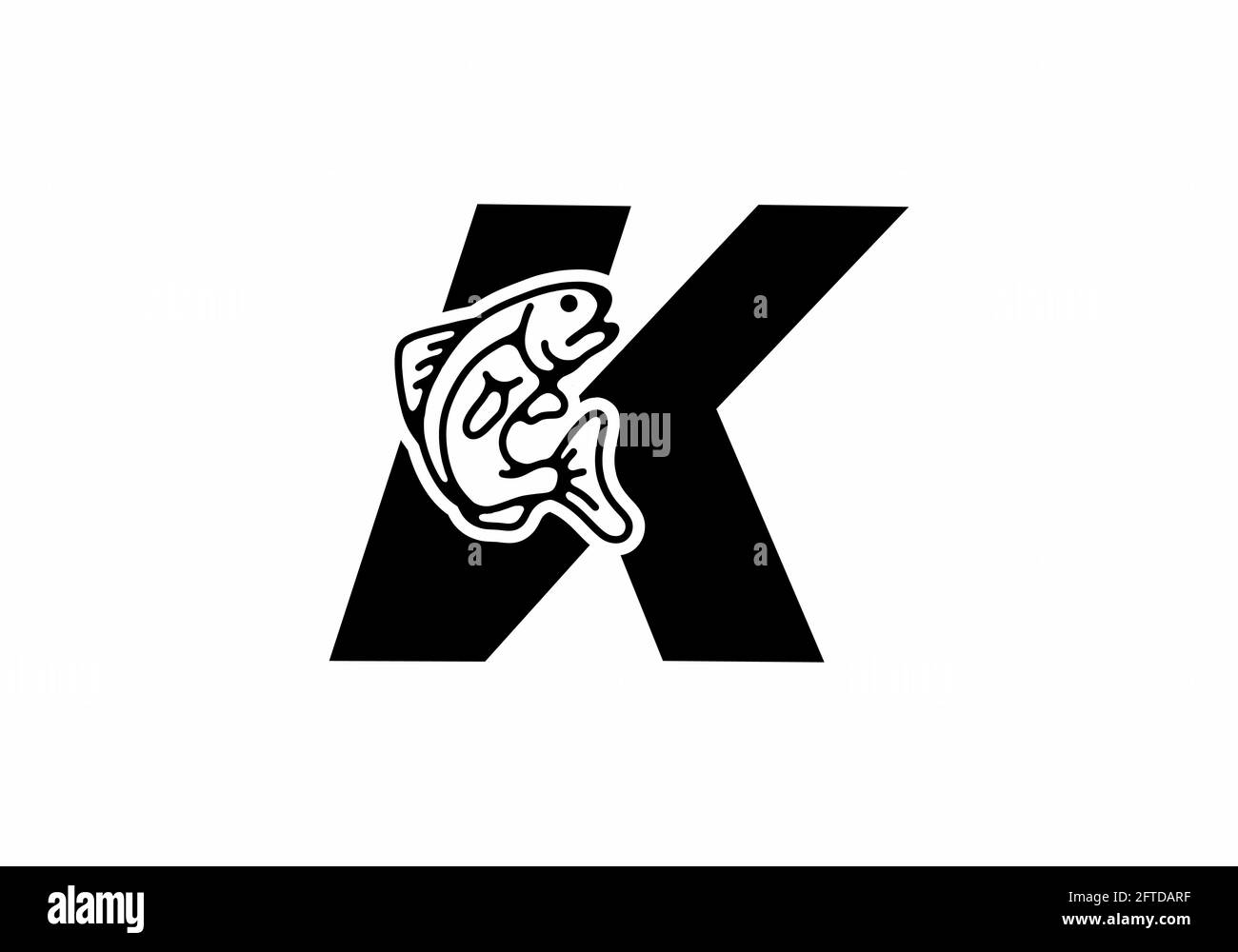 K lettre initiale avec motif poisson Illustration de Vecteur