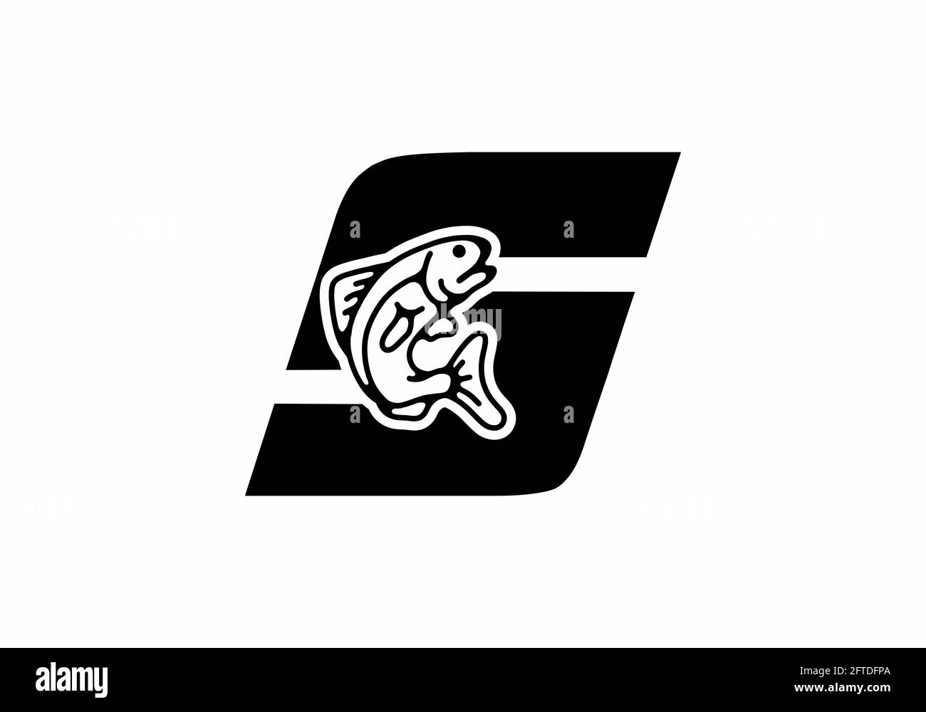 Lettre initiale avec motif de poisson Illustration de Vecteur