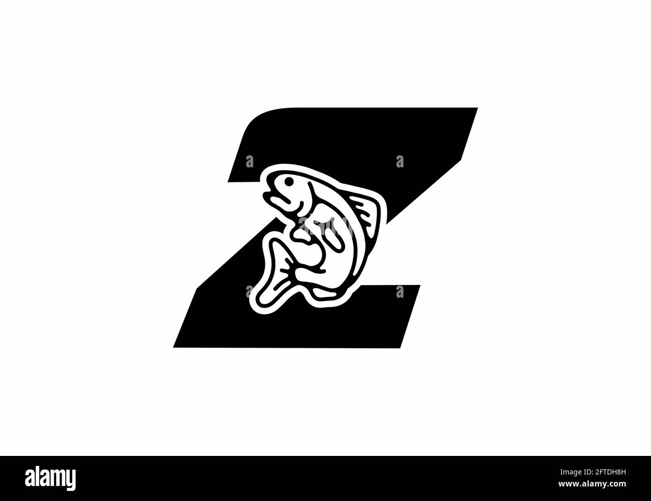 Z lettre initiale avec motif de poisson Illustration de Vecteur