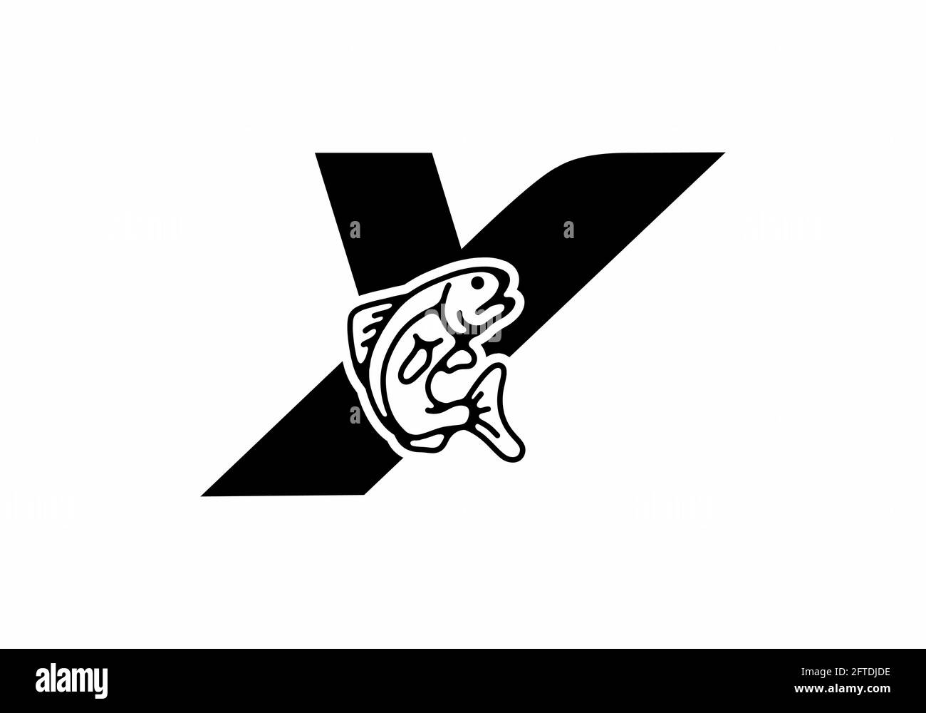 Lettre initiale y avec motif poisson Illustration de Vecteur