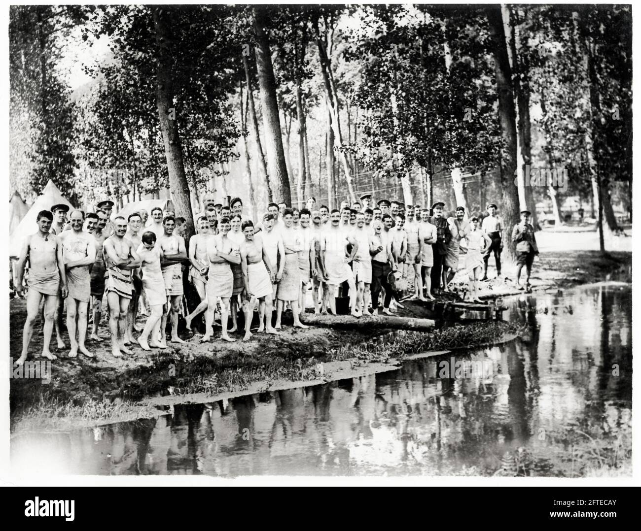Première Guerre mondiale, première Guerre mondiale, Front de l'Ouest - troupes prêtes pour la baignade, France Banque D'Images