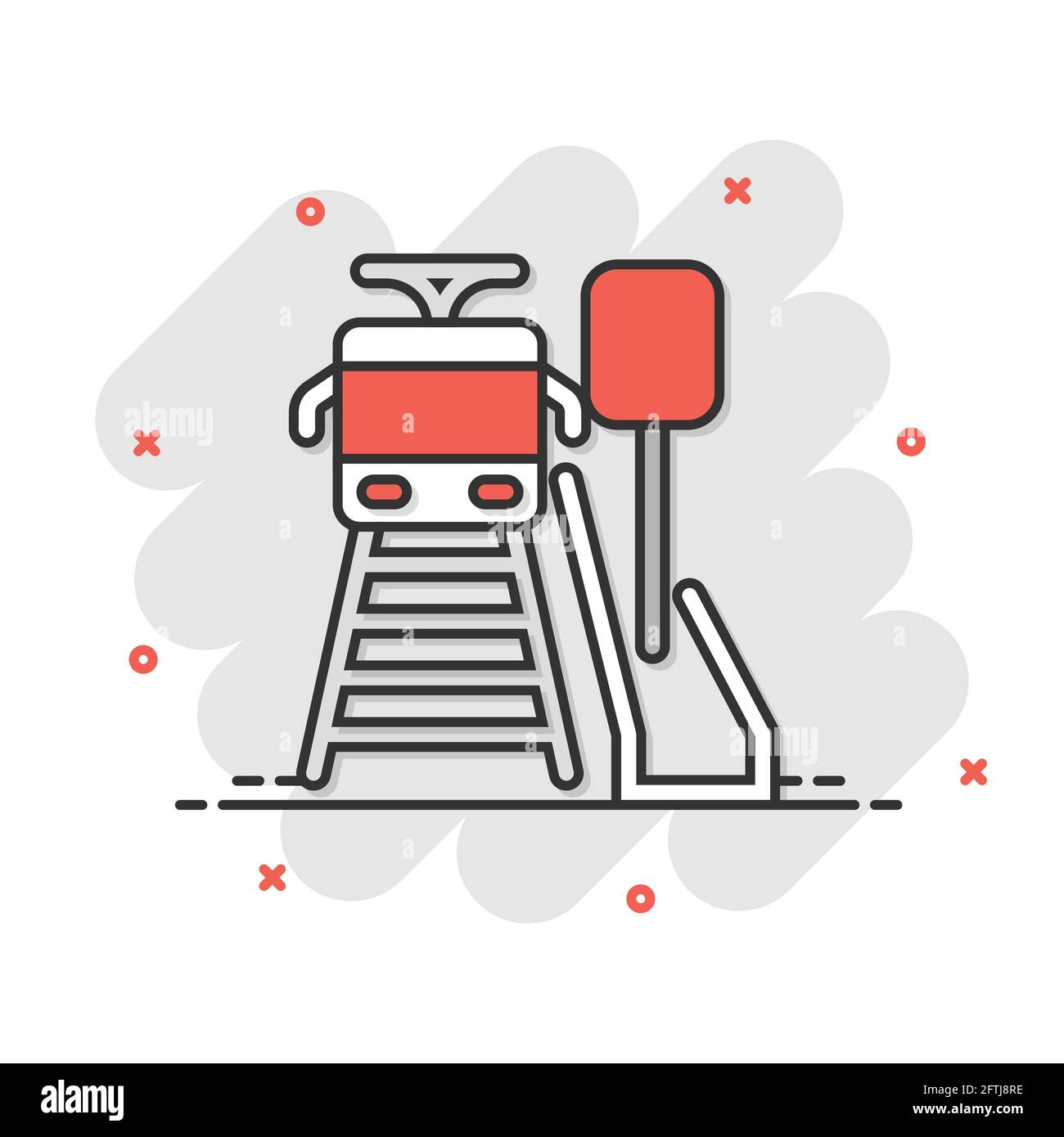 Icône station de métro en style comique. Illustration vectorielle de la bande dessinée du train Subway sur fond blanc isolé. Chemin de fer, effet de destruction de cargaison concep. D'affaires Illustration de Vecteur