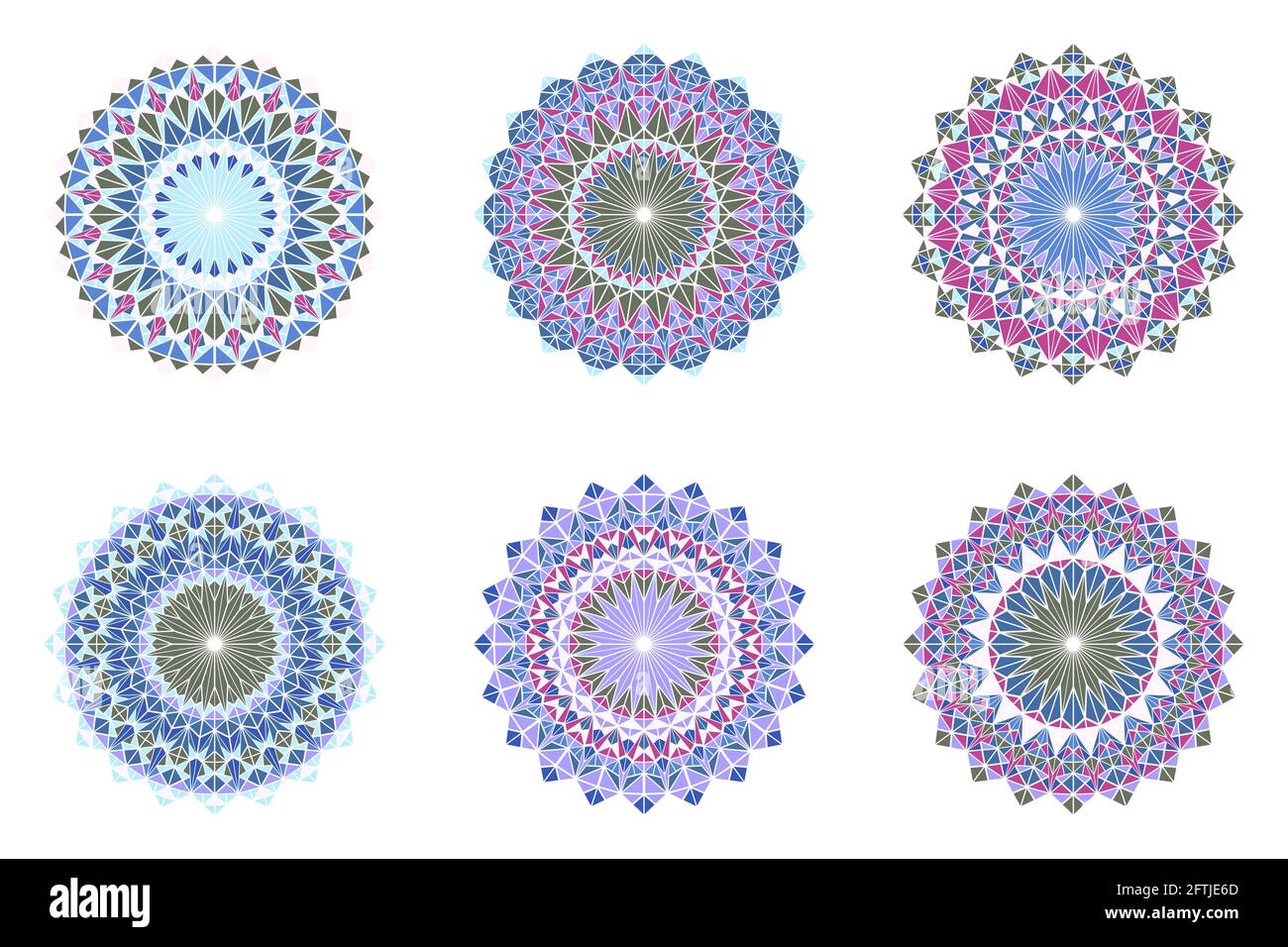 Ensemble géométrique coloré et abstrait triangle rond mosaïque mandala logo Illustration de Vecteur