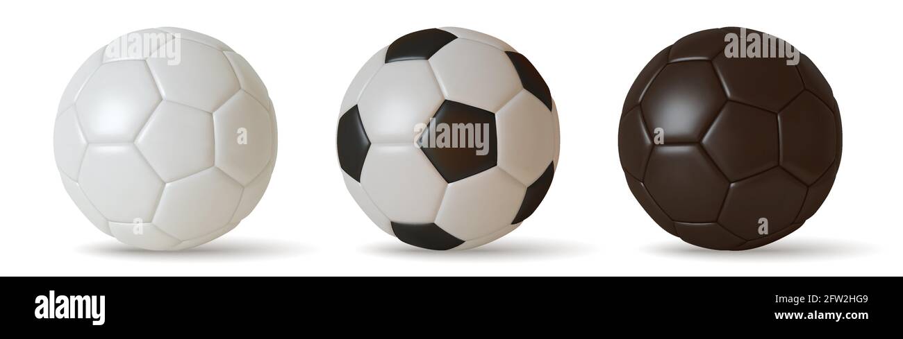 Collection ballon de football couleur blanc et noir, 3D réaliste isolé sur  fond blanc. Vecteur Image Vectorielle Stock - Alamy