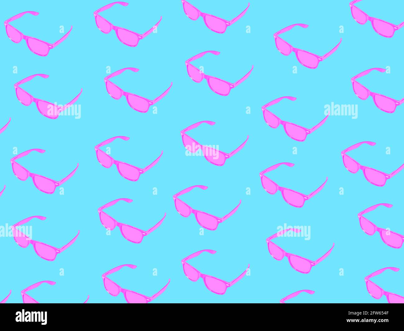 Lunettes rétro rose sur fond turquoise tendance. Concept d'été abstrait minimal. Avec espace de copie. Banque D'Images