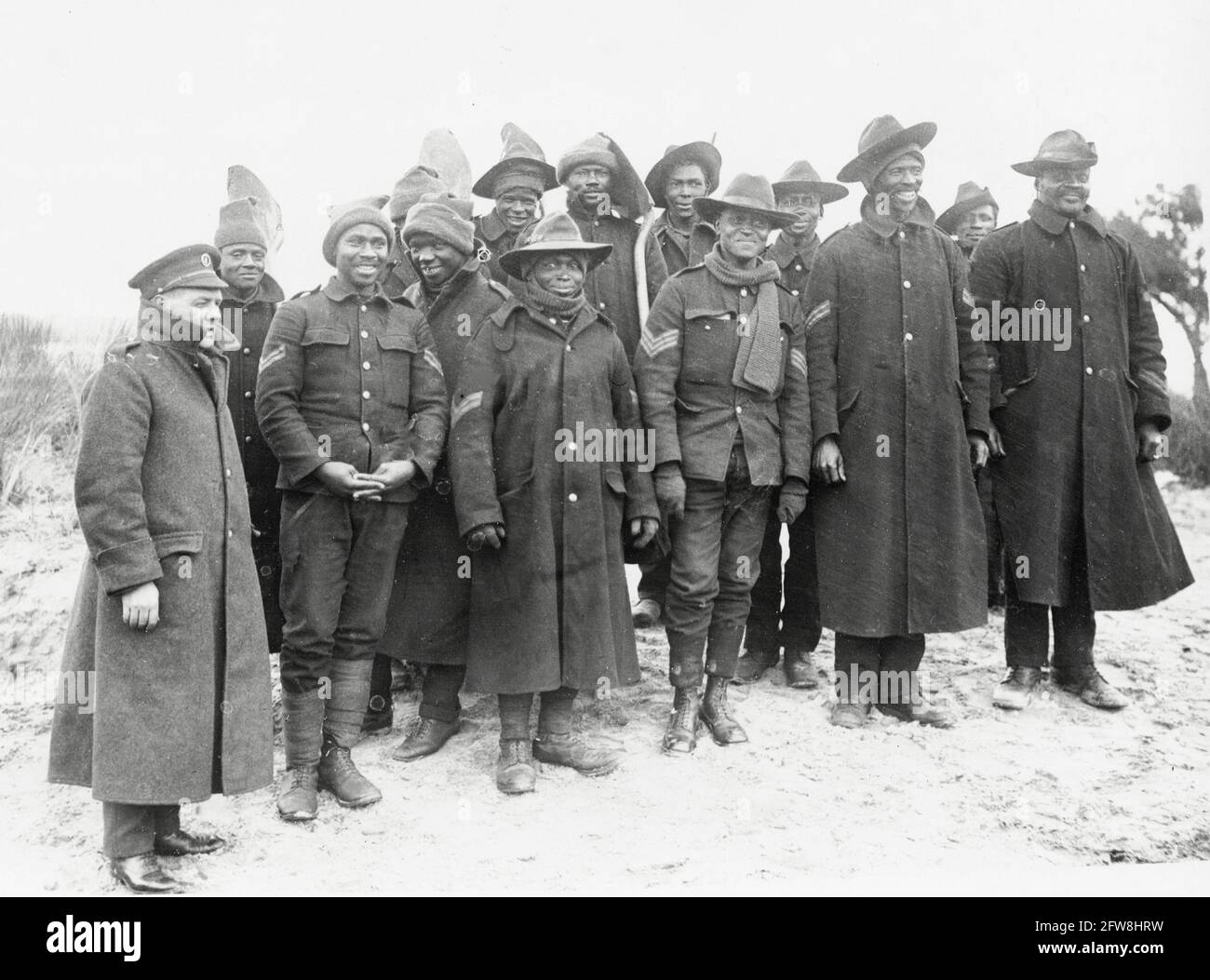 Première Guerre mondiale, première Guerre mondiale, Front occidental - UN groupe de police non-combattant, policiers noirs, France Banque D'Images