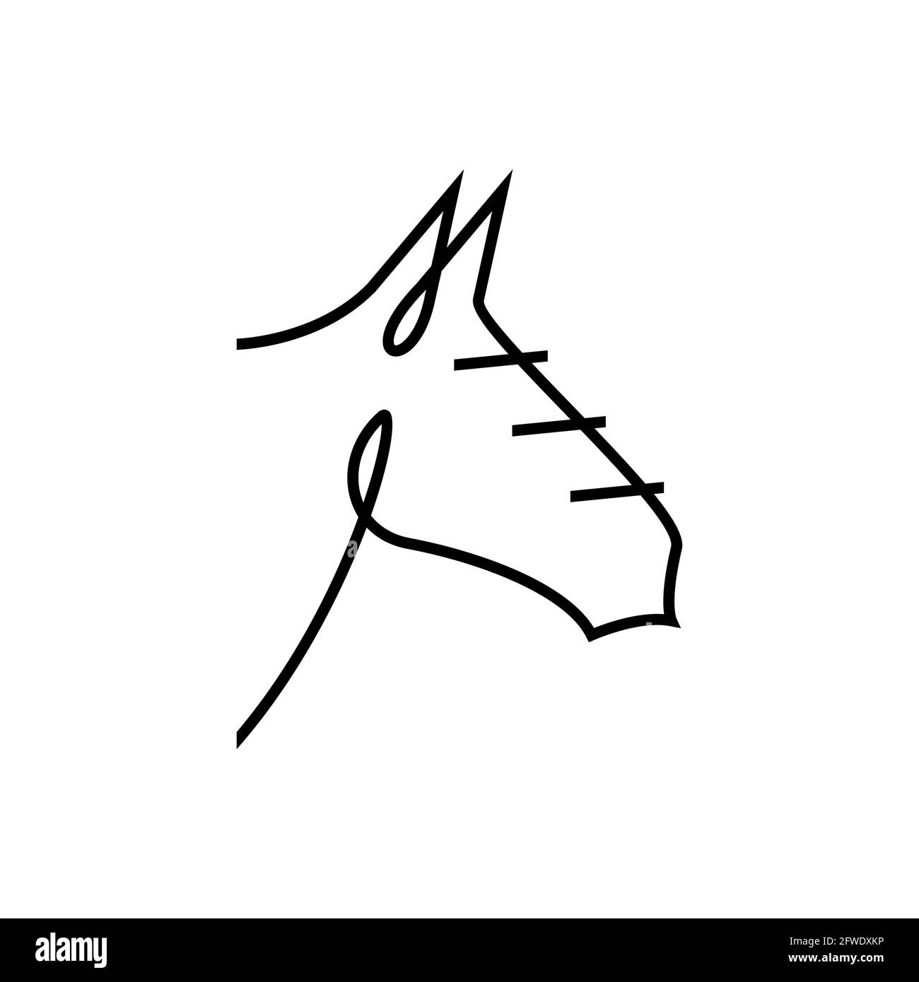 Vecteur cheval minimaliste dans le style de contour. Art numérique Illustration de Vecteur