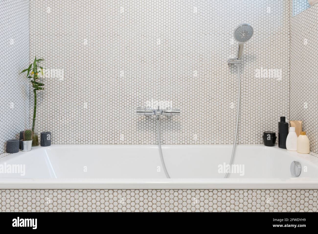 Salle de bains contemporaine avec baignoire Banque D'Images