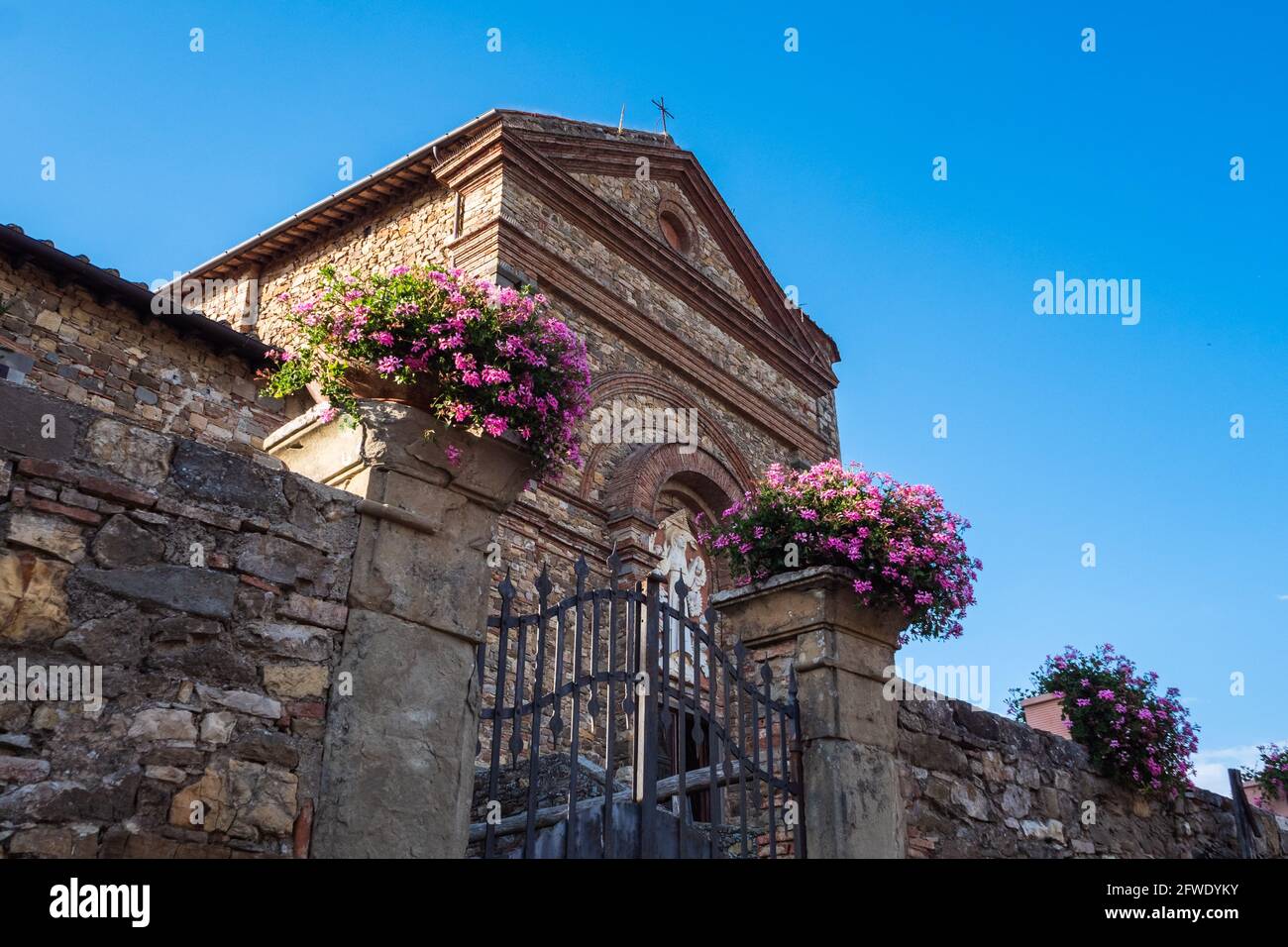 Église catholique de Sainte Marie Santa Maria a Panzano in Chianti, Toscane, Italie Banque D'Images