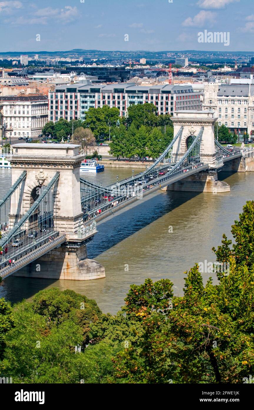 Pont Szechenyi, Budapest, Hongrie Banque D'Images