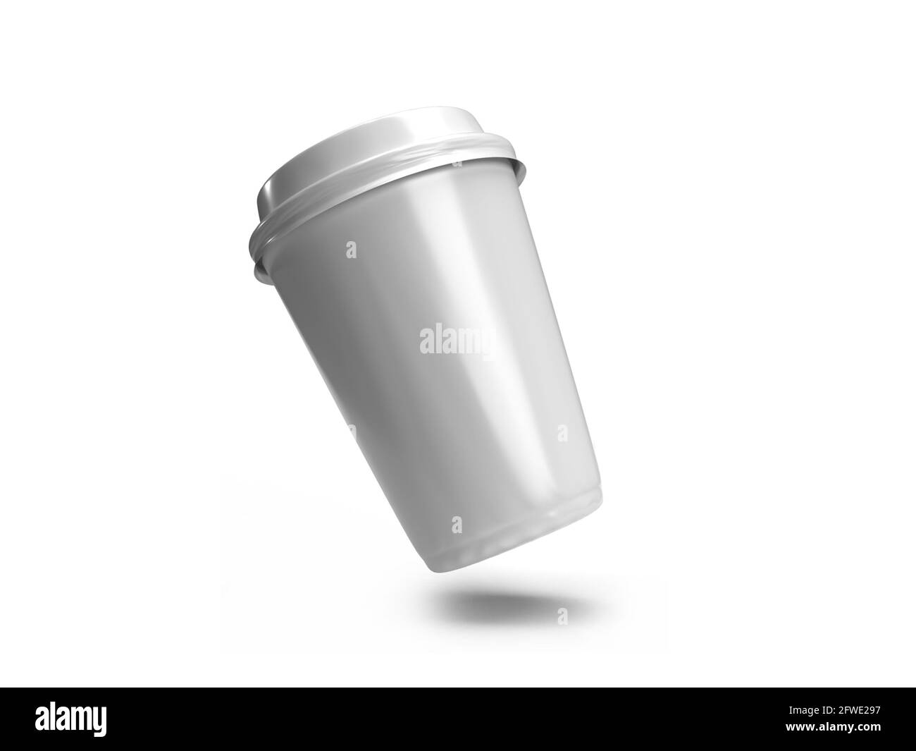 Tasse à café en papier 12 oz 3D Illustration maquette scène activée Arrière-plan isolé Banque D'Images