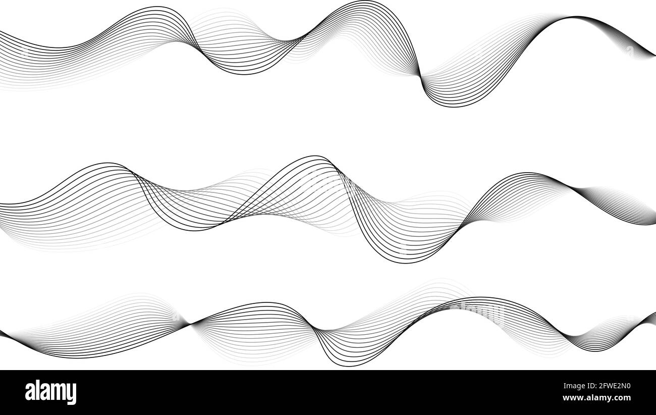 Lignes d'ondes vectorielles abstraites de flux isolées sur fond blanc. Élément de conception pour la technologie, la science, le concept moderne. Illustration de Vecteur