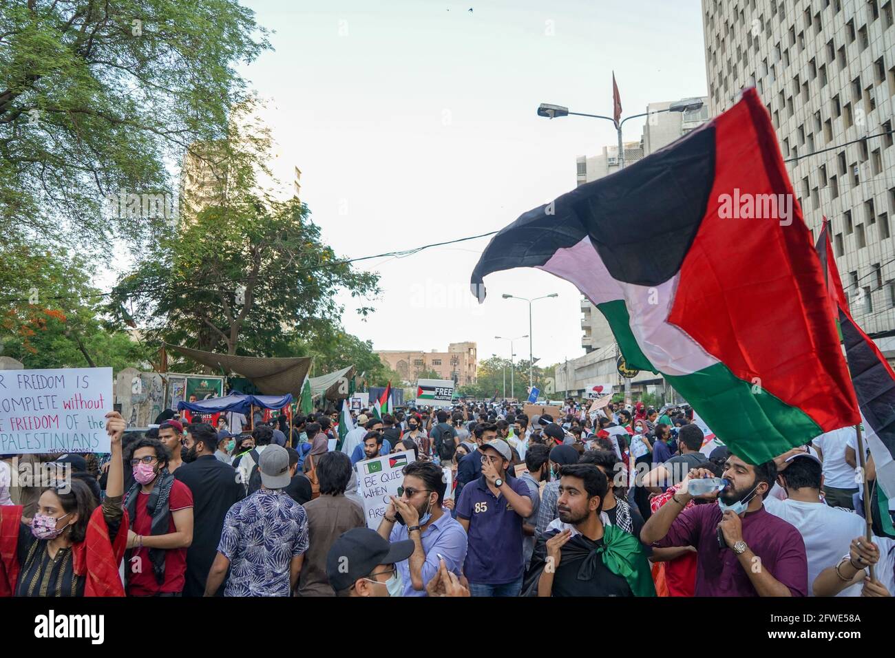 Manifestation pro Palestine organisée au Karachi Press Club Banque D'Images