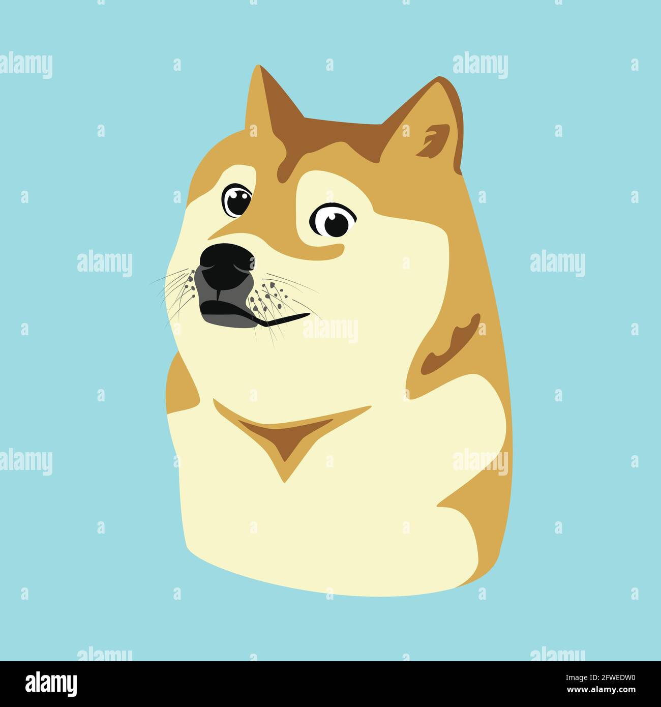 Doge Meme Shiba Inu Doge coin.Art vectoriel plat isolé sur fond de blanc bleu Illustration de Vecteur