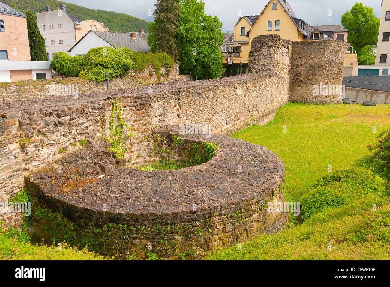 Vestiges de la fortification romaine Bodobrica Romana datant du 4ème siècle après J.-C., Boppard, Rhénanie-Palatinat, Allemagne Banque D'Images