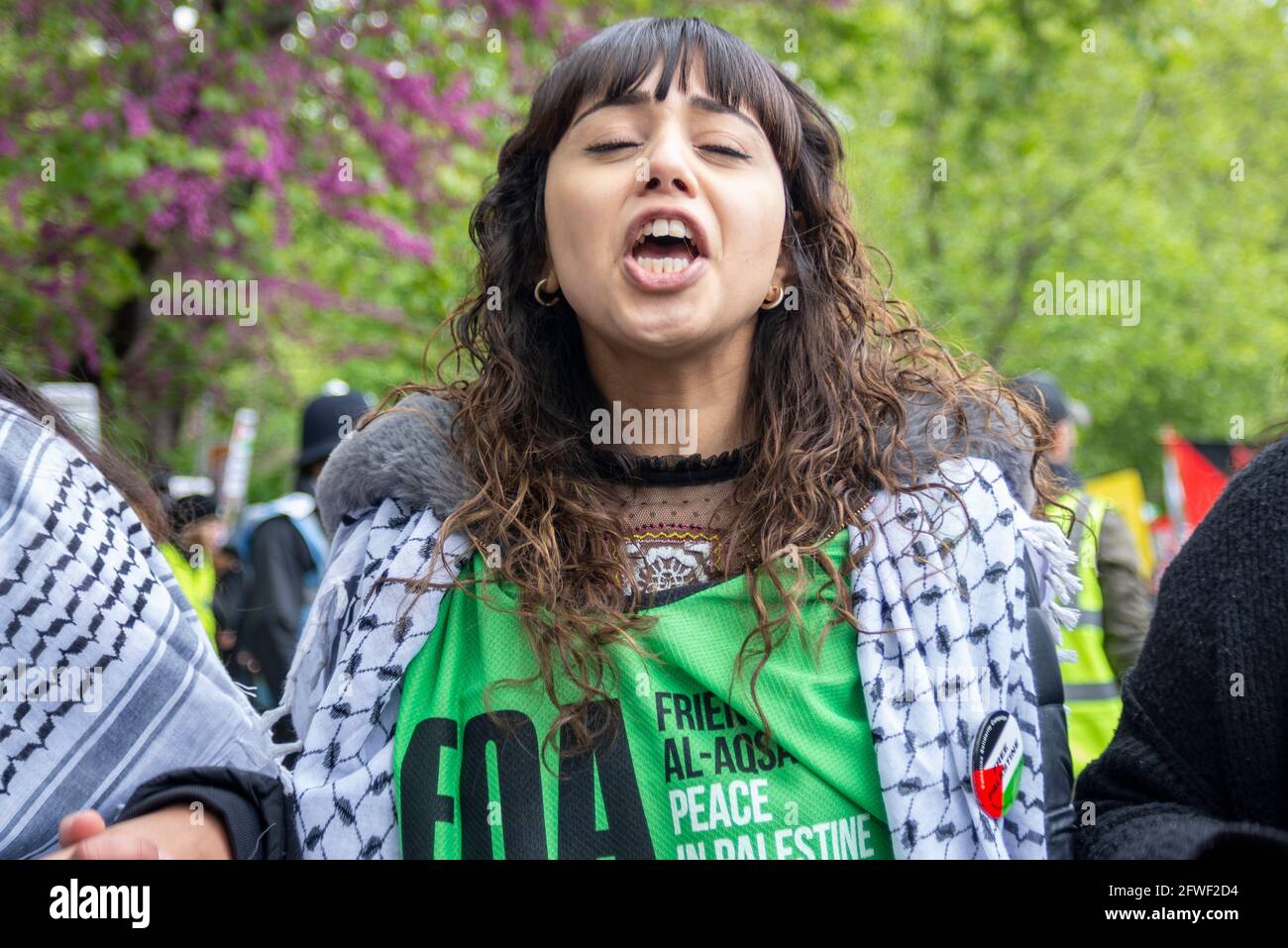 Westminster, Londres, Royaume-Uni. 22 mai 2021. Des manifestants se sont rassemblés pour manifester contre les actions d'Israël contre Gaza et Jérusalem palestiniens, et des manifestants ont marché vers Hyde Park. Ils appellent le gouvernement britannique à faire pression sur Israël pour qu'il mette fin à de telles actions et mette en œuvre des sanctions Banque D'Images