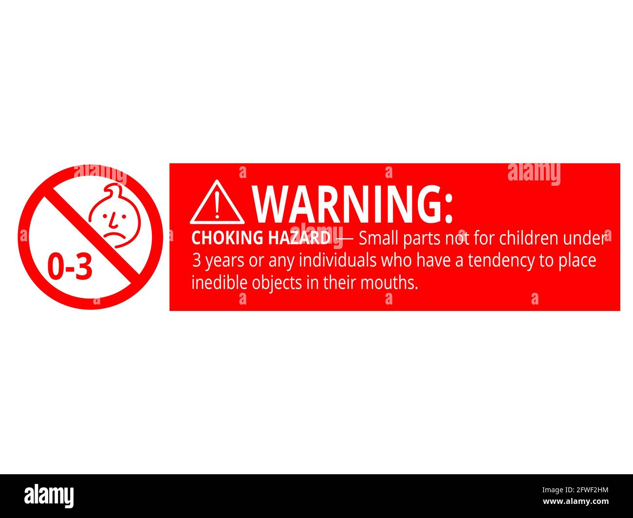 Avertissement risque d'étouffement petites pièces non pour nourrisson 0-3 ans signe interdit Illustration de Vecteur