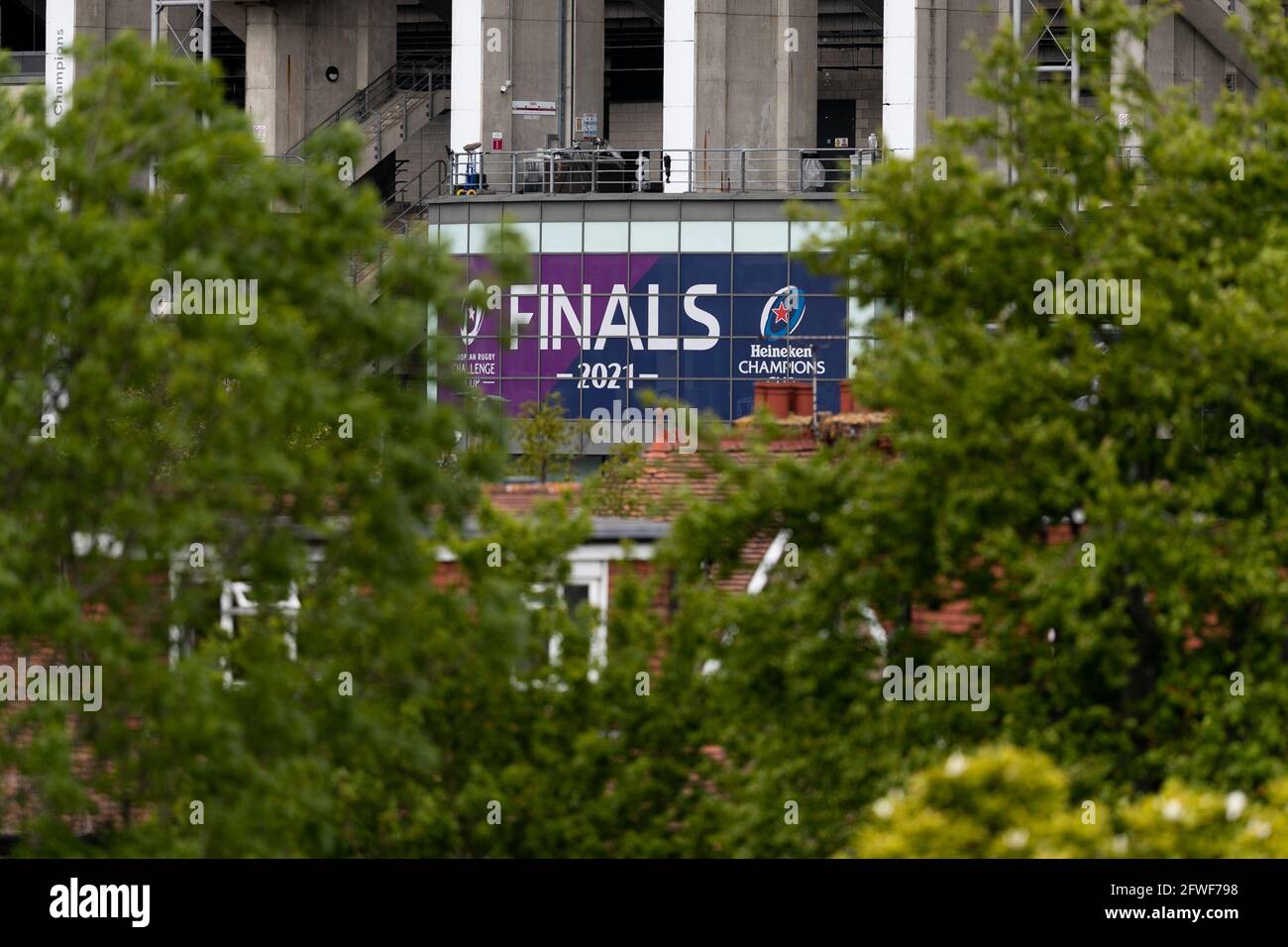LONDRES, ROYAUME-UNI. 22 MAI : une vue générale à l'extérieur du stade est vue avant le match de la coupe des champions européens entre la Rochelle et Toulouse au stade Twickenham, Londres, Angleterre, le samedi 22 mai 2021. (Crédit : Juan Gasparini | MI News) Banque D'Images