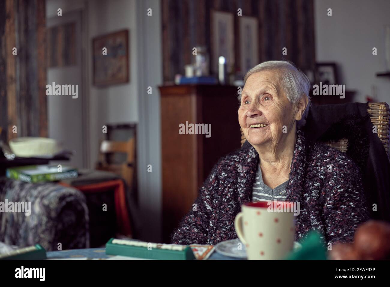Femme caucasienne âgée souriante Banque D'Images Femme caucasienne âgée souriante Banque D'Images