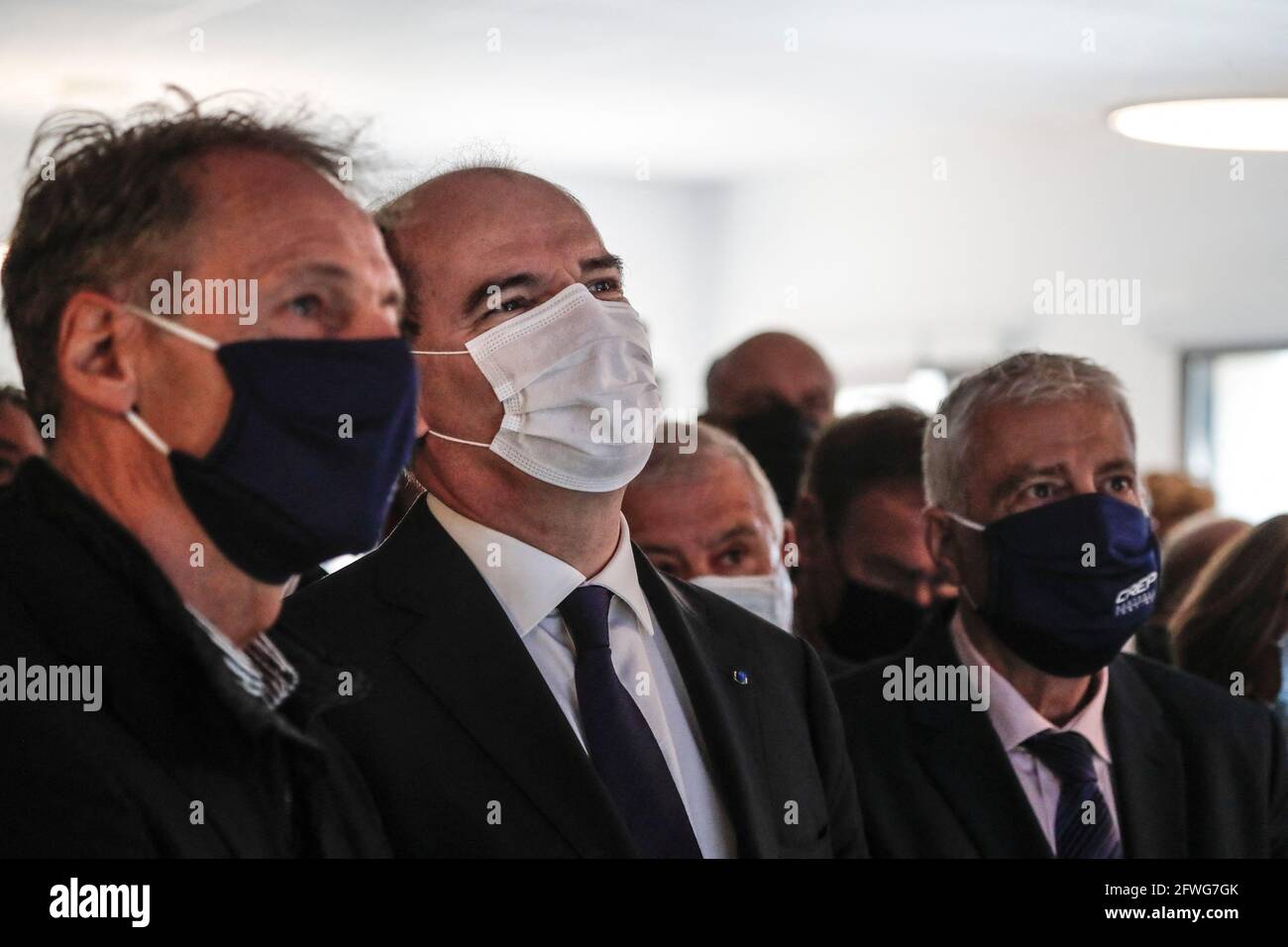Le Premier Ministre Francais Jean Castex Inaugure A Font Romeu La Nouvelle Piste D Athletisme Colette Besson En Presence De La Fille De Ce Dernier Et Annonce Des Investissements En Prevision Des Jeux